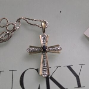 Sterling Silver Gold Overlay Cross Necklace